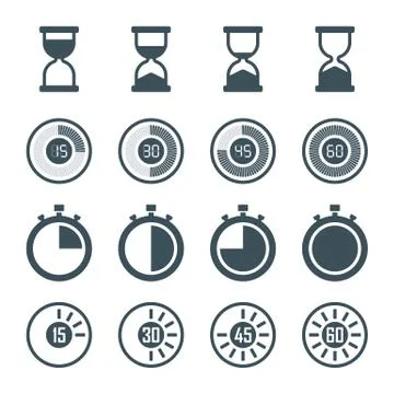 Timer icon set Stock Illustration