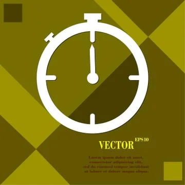 Timer icon symbol Flat modern web design with long shadow and space for your  Stock Illustration