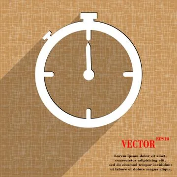 Timer icon symbol Flat modern web design with long shadow and space for your  스톡 일러스트