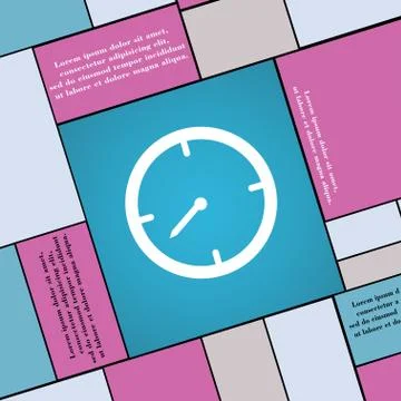 Timer icon symbol Flat modern web design with long shadow and space for your tex Stock Illustration