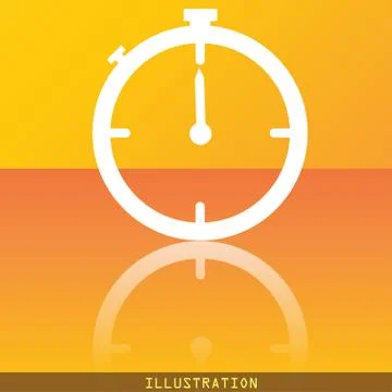Timer icon symbol Flat modern web design with reflection and space for your text Stock Illustration