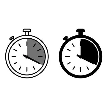 Timer Icons. Black and White Vector Illustrations. Measuring Exercise Durat.. Stock Illustration