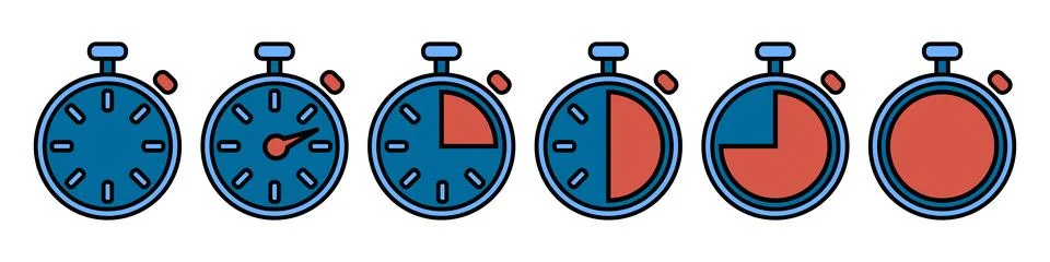 Timer icons. Countdown timer symbol. Timer. Stopwatch. Modern icon set  Illustrazione stock