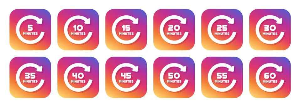 Timer icons with hipster buttons. Clock buttons. Time symbols. Stock Illustration