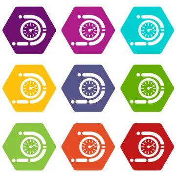 Timer icons set 9 vector 스톡 일러스트