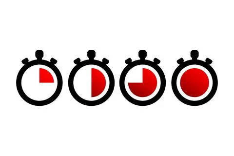 Timer icons. Stopwatch symbols. Flat icons on white background. Vector Stock Illustration