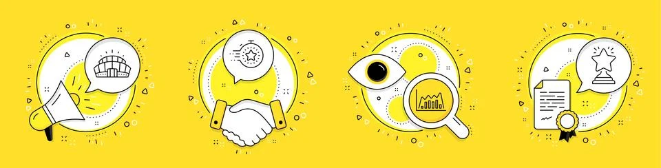 Timer, Infographic graph and Arena stadium icons set. Winner sign. Vector Stockillustratie