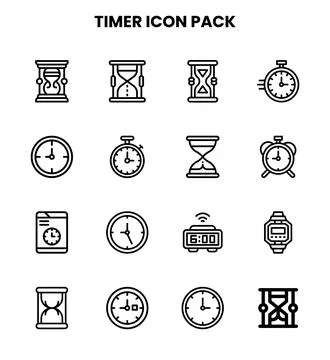 Timer Line Graphics Icons Pack Stock Illustration