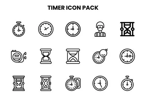 Timer Line Graphics Icons Pack 스톡 일러스트