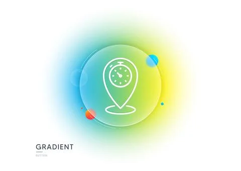 Timer line icon. Time sign. Location pointer symbol. Gradient blur button Illustrazione stock