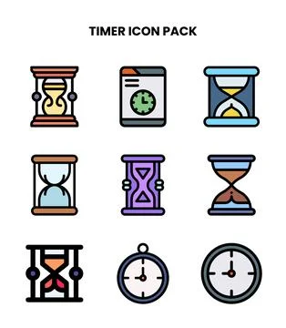 Timer Lineal Color Design Icons Pack Stock Illustration