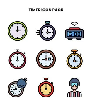 Timer Lineal Color UI Icons Pack イラスト素材