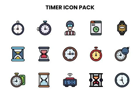Timer Lineal Color Vector Icons Pack Stock Illustration