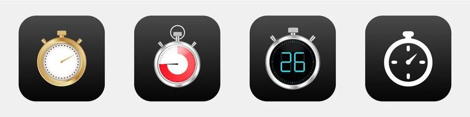 Timer mobile app 3d modern icon. Stopwatch clock phone application icon Stock Illustration