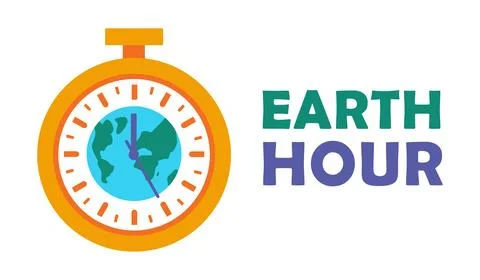 Timer with planet. Earth Hour. Postcard for holiday. Globe inside stopwatch Stock Illustration