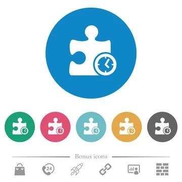 Timer plugin flat round icons Illustrazione stock
