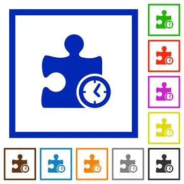 Timer plugin icons flat framed icons Illustrazione stock