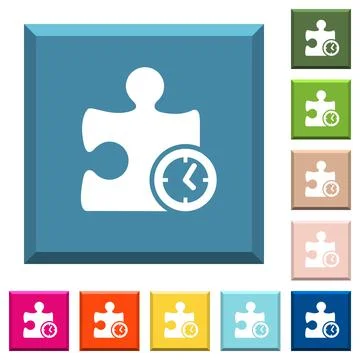 Timer plugin white icons on edged square buttons Stock Illustration