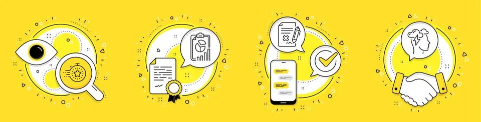 Timer, Report and Reject file icons set. Mindfulness stress sign. Vector イラスト素材