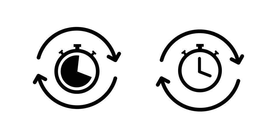 Timer reuse icon. Vector illustration. Quick time icon, fast deadline. Stock Illustration