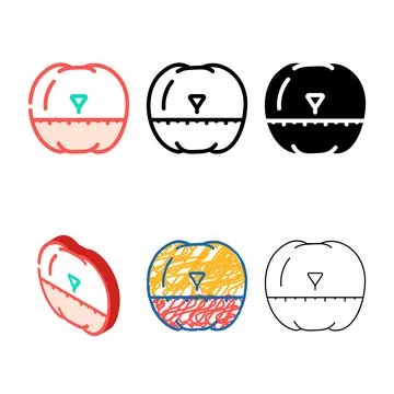 Timer in shape of tomato color icon series vector Stock Illustration