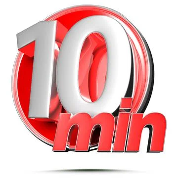 Timer sign 10 min 3D illustration on white background with clipping path. Stock Illustration
