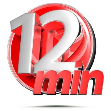 Timer sign 12 min 3D illustration on white background with clipping path. Stock Illustration