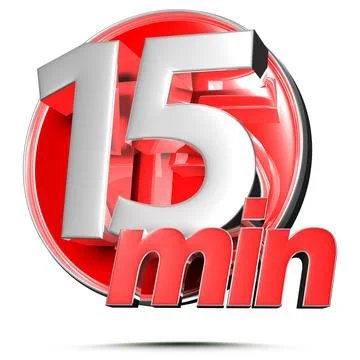 Timer sign 15 min 3D illustration on white background with clipping path. Stock Illustration