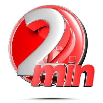 Timer sign 2 min 3D illustration on white background with clipping path. Stock Illustration