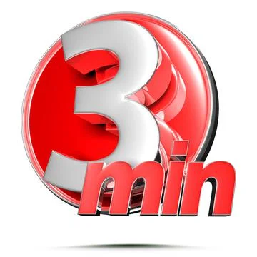 Timer sign 3 min 3D illustration on white background with clipping path. Stock Illustration