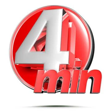 Timer sign 4 min 3D illustration on white background with clipping path. Stock Illustration