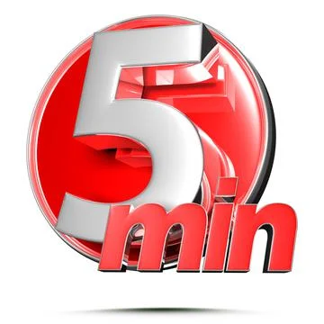 Timer sign 5 min 3D illustration on white background with clipping path. Stock Illustration