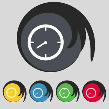 Timer sign icon. Stopwatch symbol. Set of colourful buttons. Vector イラスト素材