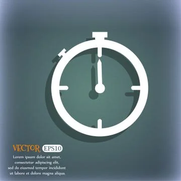 Timer sign icon. Stopwatch symbol.. On the blue-green abstract background wit Stock Illustration