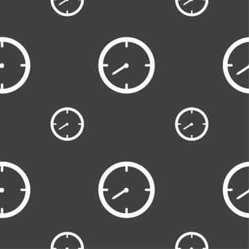 Timer sign icon. Stopwatch symbol.. Seamless pattern on a gray background. Ve Stock Illustration