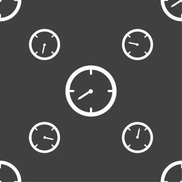 Timer sign icon. Stopwatch symbol.. Seamless pattern on a gray background. Ve 스톡 일러스트
