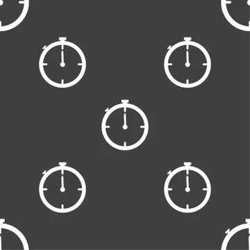 Timer sign icon. Stopwatch symbol.. Seamless pattern on a gray background. Ve 스톡 일러스트