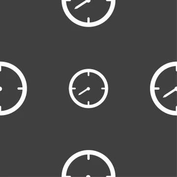 Timer sign icon. Stopwatch symbol.. Seamless pattern on a gray background. Ve Illustrazione stock