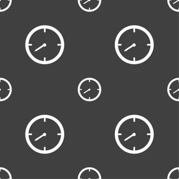 Timer sign icon. Stopwatch symbol.. Seamless pattern on a gray background. Ve Stock Illustration