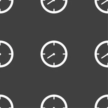Timer sign icon. Stopwatch symbol.. Seamless pattern on a gray background. Ve Stock Illustration