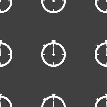 Timer sign icon. Stopwatch symbol.. Seamless pattern on a gray background. Ve 스톡 일러스트