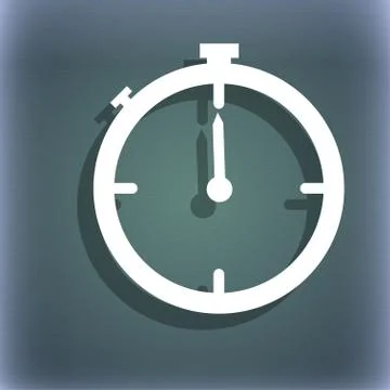 Timer sign icon. Stopwatch symbol. On the blue-green abstract background with sh Stock Illustration