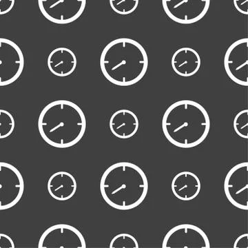 Timer sign icon. Stopwatch symbol. Seamless pattern on a gray background. Illustrazione stock
