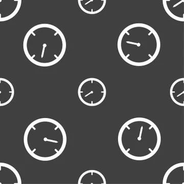 Timer sign icon. Stopwatch symbol. Seamless pattern on a gray background. 스톡 일러스트