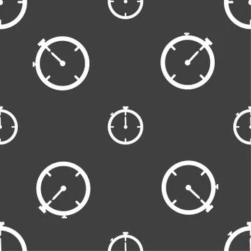 Timer sign icon. Stopwatch symbol. Seamless pattern on a gray background. Illustrazione stock