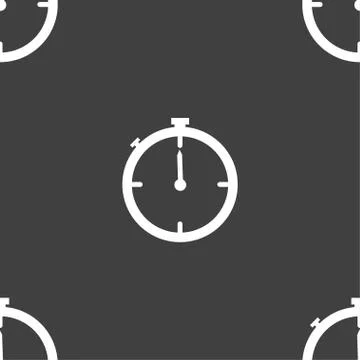 Timer sign icon. Stopwatch symbol. Seamless pattern on a gray background. 스톡 일러스트