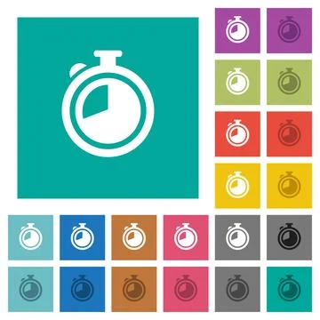 Timer square flat multi colored icons Illustrazione stock