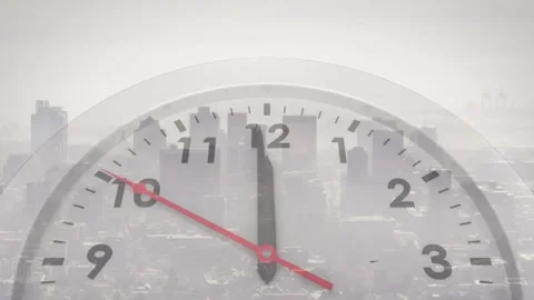 On timer start red sweep hand moving clockwise across semi-transparent dial, Stock Footage 328178182