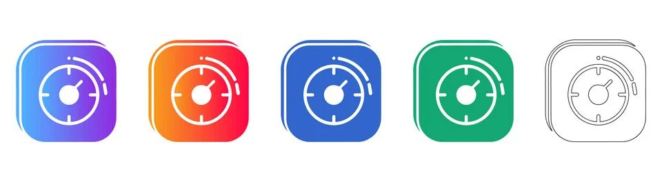 Timer Stopwatch Dial Icon Set Stock Illustration