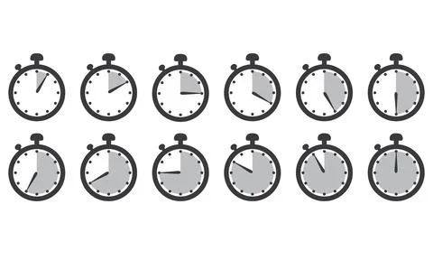 Timer stopwatch icon set, simple design. Stock Illustration